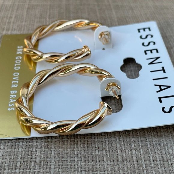 Essentials Women Earrings 18K Plated Gold Tone Ear Jewelry Hoop Earrings $50 - Picture 9 of 10